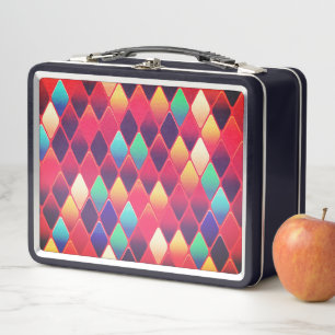 Diamond Pattern Metal Lunch Box