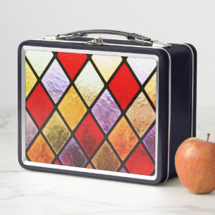 Diamond Pattern Metal Lunch Box