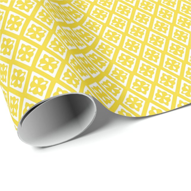 Diamond pattern - mustard gold and white wrapping paper (Roll Corner)