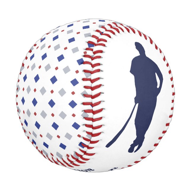 Diamond Pattern MVP Keepsake Personalised Baseball (Angled)