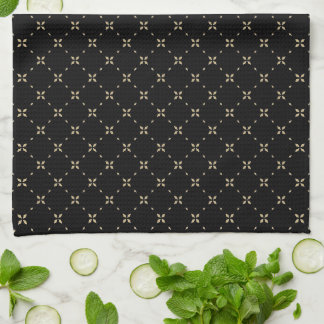 Diamond Pattern on Black Tea Towl Tea Towel