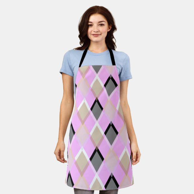 Diamond pattern party outdoor lilac apron (Worn)