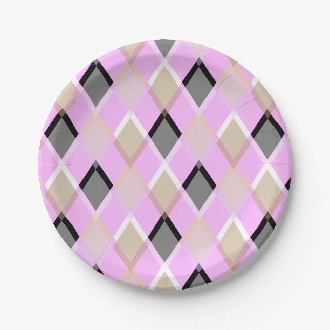 Diamond pattern pillow outdoor lilac paper plate (Front)