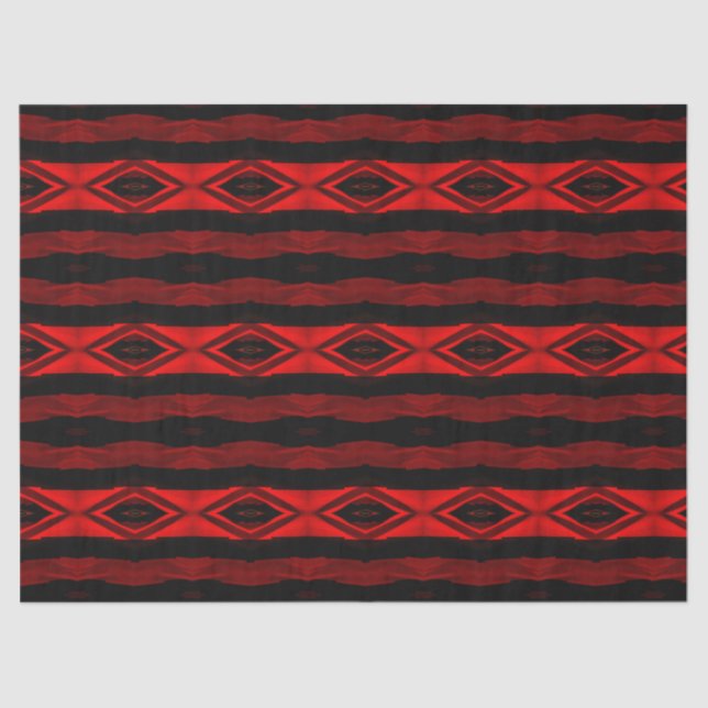 Diamond Pattern Vertical Stripe Red Black Tissue Paper (Front)