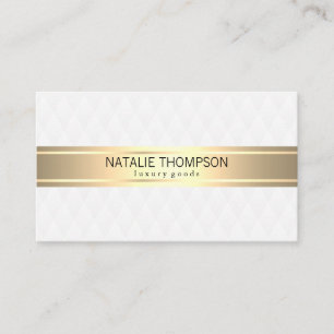 Diamond Pattern White Gold Ribbon Business Card