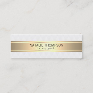 Diamond Pattern White Gold Ribbon Mini Business Card