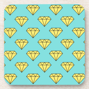 Diamond Pattern - Yellow & Turquoise Coaster