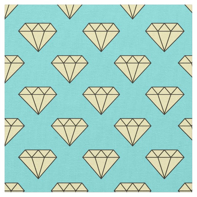 Diamond Pattern - Yellow & Turquoise Fabric (Close Up)