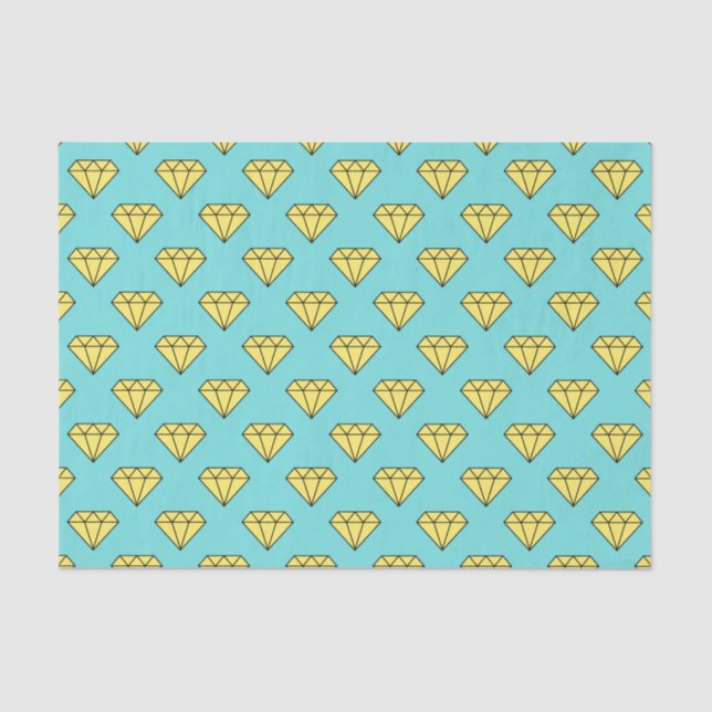 Diamond Pattern - Yellow & Turquoise Tissue Paper (Front)