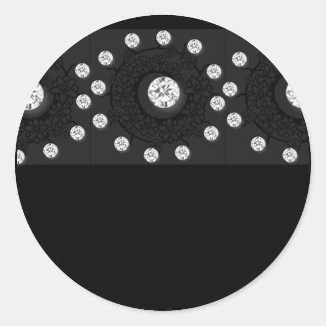 Diamond Patterned Floral Classic Round Sticker (Front)