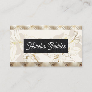 Diamond Patterned Tufted Upholstery   Floral Business Card