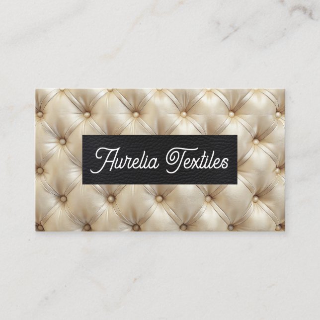 Diamond Patterned Tufted Upholstery | Leather Business Card (Front)