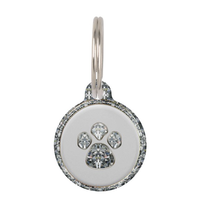 Diamond Paw Print Pet Tag (Front)