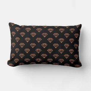 Diamond - Peach on Black Lumbar Cushion