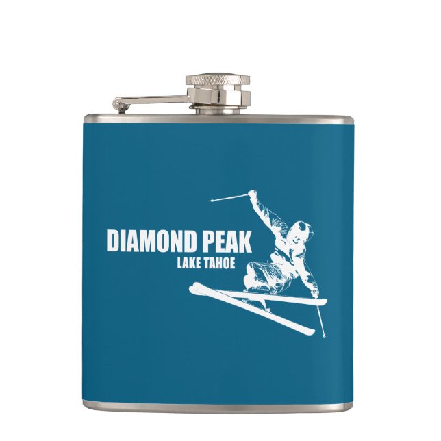 Diamond Peak Lake Tahoe Skier Hip Flask (Front)
