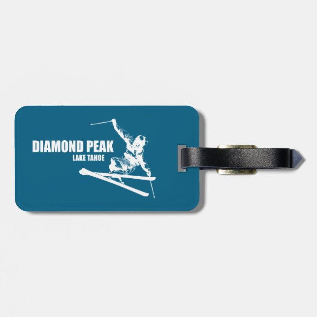 Diamond Peak Lake Tahoe Skier Luggage Tag (Back Horizontal)