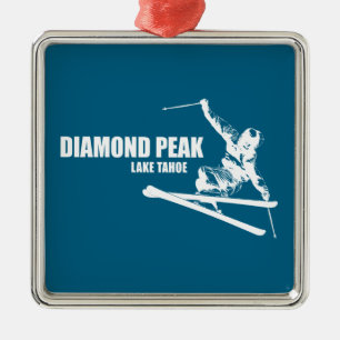 Diamond Peak Lake Tahoe Skier Metal Tree Decoration