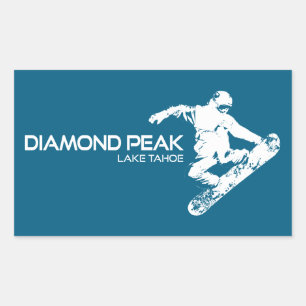 Diamond Peak Lake Tahoe Snowboarder Rectangular Sticker