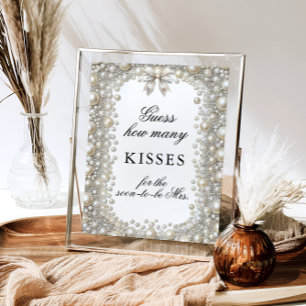 Diamond & Pearl How Many Kisses Bridal Shower Game Poster