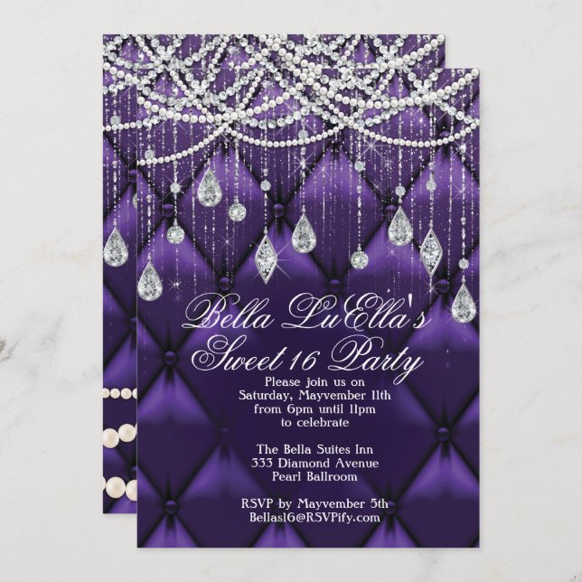 Diamond, Pearls and Bling Party Invitations (Front/Back)