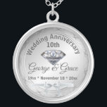 Diamond Personalised 10th Anniversary Gift to Wife Silver Plated Necklace<br><div class="desc">Diamond Personalised 10th Anniversary Gift to Wife Looking for a special way to celebrate 10 years of love with your wife? Our Diamond Personalised 10th Anniversary Gift is the perfect choice! This beautiful gift features a stunning diamond pendant that can be engraved with your wife's name, initials or a special...</div>
