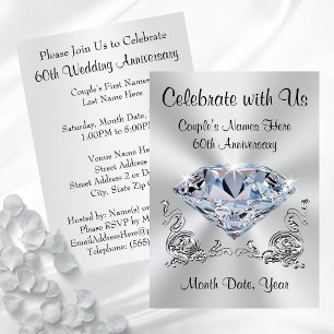 Diamond Personalised, 60th Anniversary Invitations