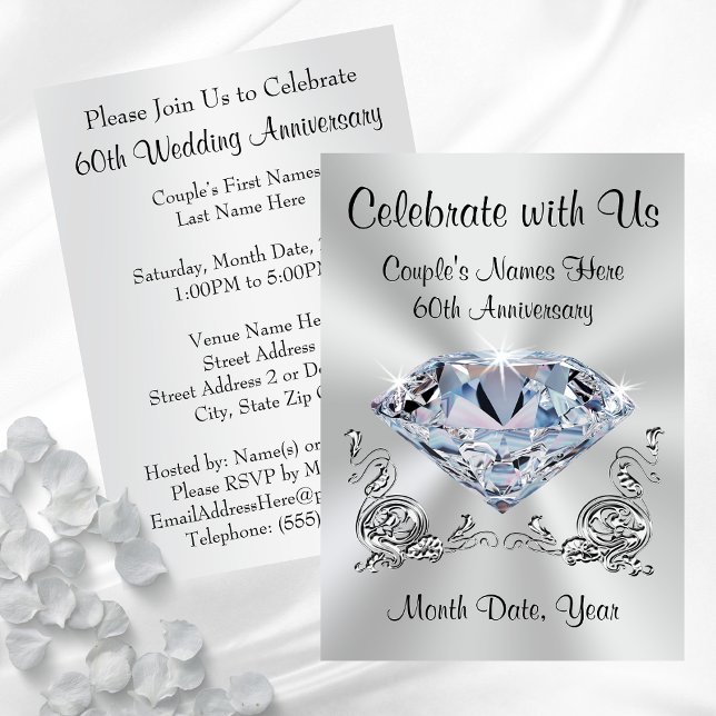 Diamond Personalised, 60th Anniversary Invitations (Creator Uploaded)