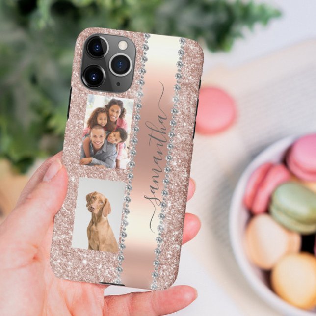 Diamond Photo Glitter Name Monogram Rose Gold Case (Creator Uploaded)