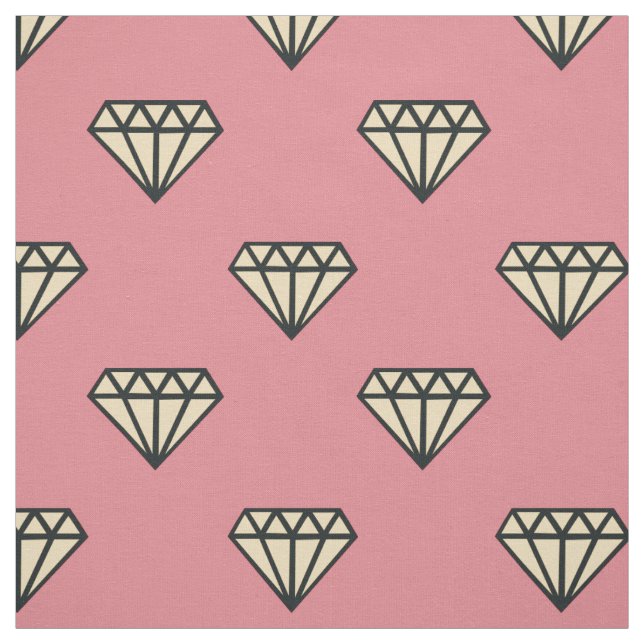 Diamond: pink, grey & cream fabric (Swatch)