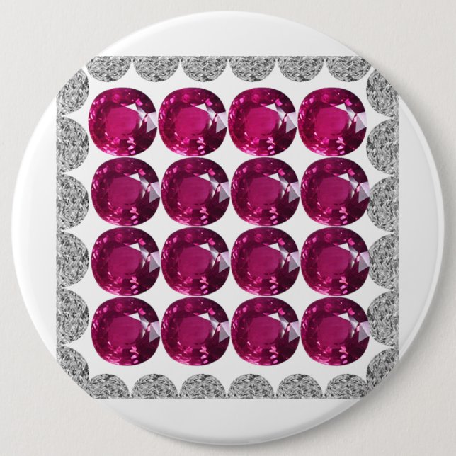 Diamond Pink Tourmaline 6 Cm Round Badge (Front)