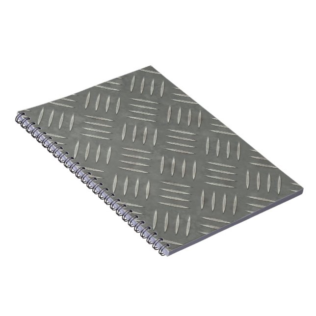 Diamond Plate Stainless Steel Textured Spiral Notebook (Right Side)