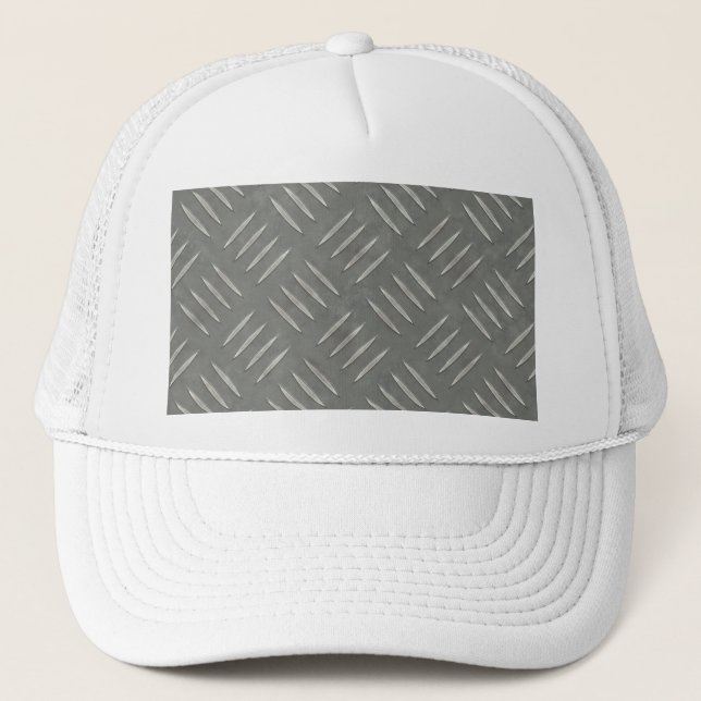 Diamond Plate Stainless Steel Textured Trucker Hat (Front)