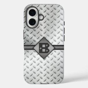 Diamond Plate Steel Monogram iPhone 16 Case