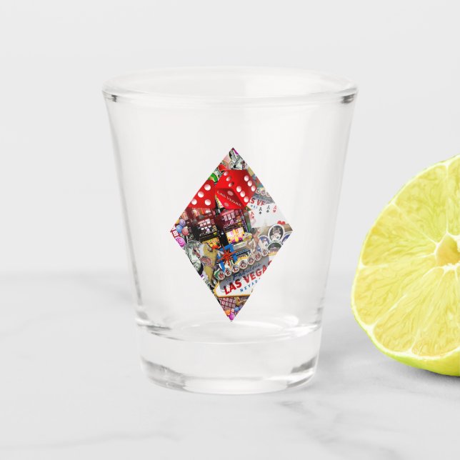 Diamond Playing Card Shape * Gamblers Delight Shot Glass (Front)