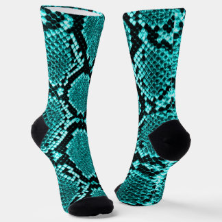 Diamond Rattlesnake Snake Skin aqua Socks