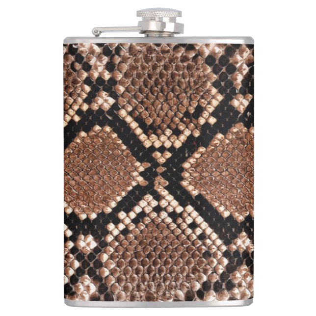 Diamond Rattlesnake Snake Skin Hip Flask (Front)