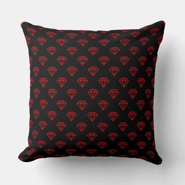 Diamond - Red on Black Cushion (Front)