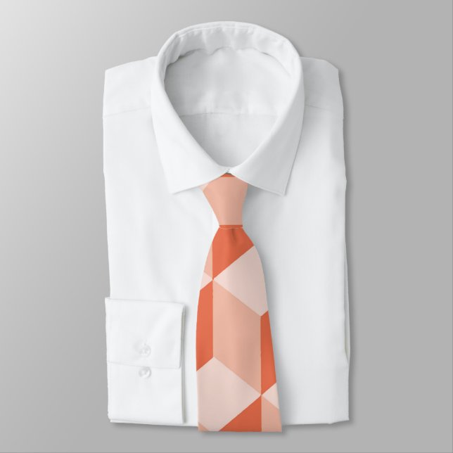Diamond Repeating Pattern In Coral Tie (Tied)