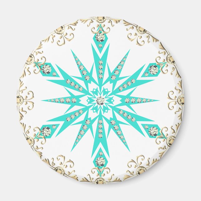 Diamond retro snowflake magnet (Front)
