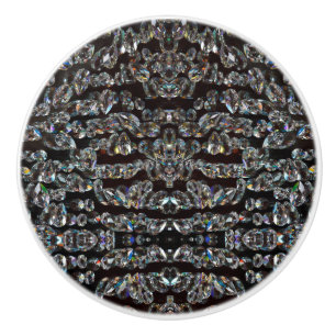 Diamond rhinestone pattern elegant silver black ceramic knob