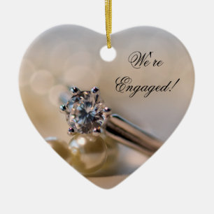 Diamond Ring and Pearls Engagement Ceramic Tree Decoration