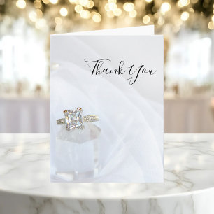 Diamond Ring and Pillar Crystal Wedding Thank You Card