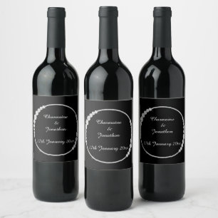 DIAMOND RING BLACK CUSTOMIZABLE WINE LABEL