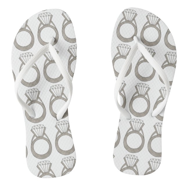 Diamond Ring Bling Engagement Wedding Bride Jandals (Footbed)