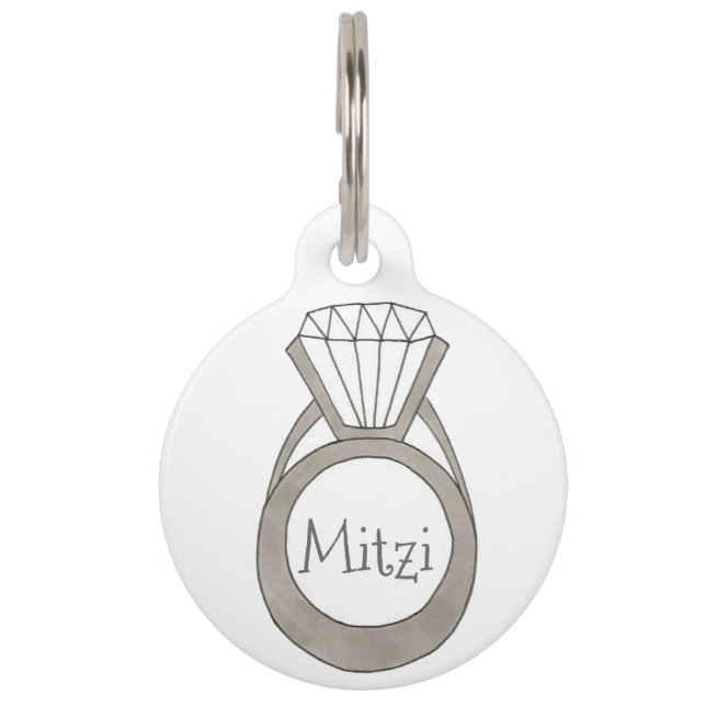 Diamond Ring Bling Personalised Fashion Pet Tag (Front)