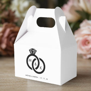 Diamond Ring Couple Monogram Wedding Favour Box