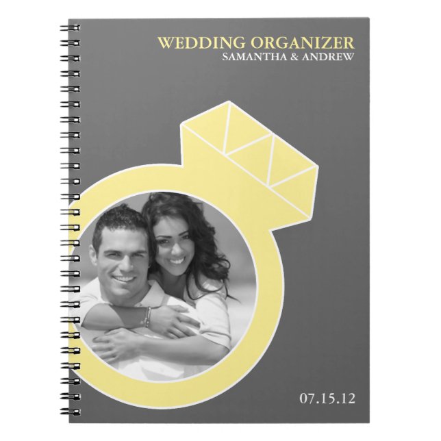Diamond Ring Custom Photo Wedding Organiser Notebook (Front)
