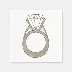 Diamond Ring Engagement Bridal Shower Party Napkin