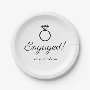 Diamond Ring Graphic Engaged Paper Plate