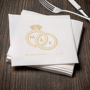Diamond Ring Monogram Wedding Foil Napkins
